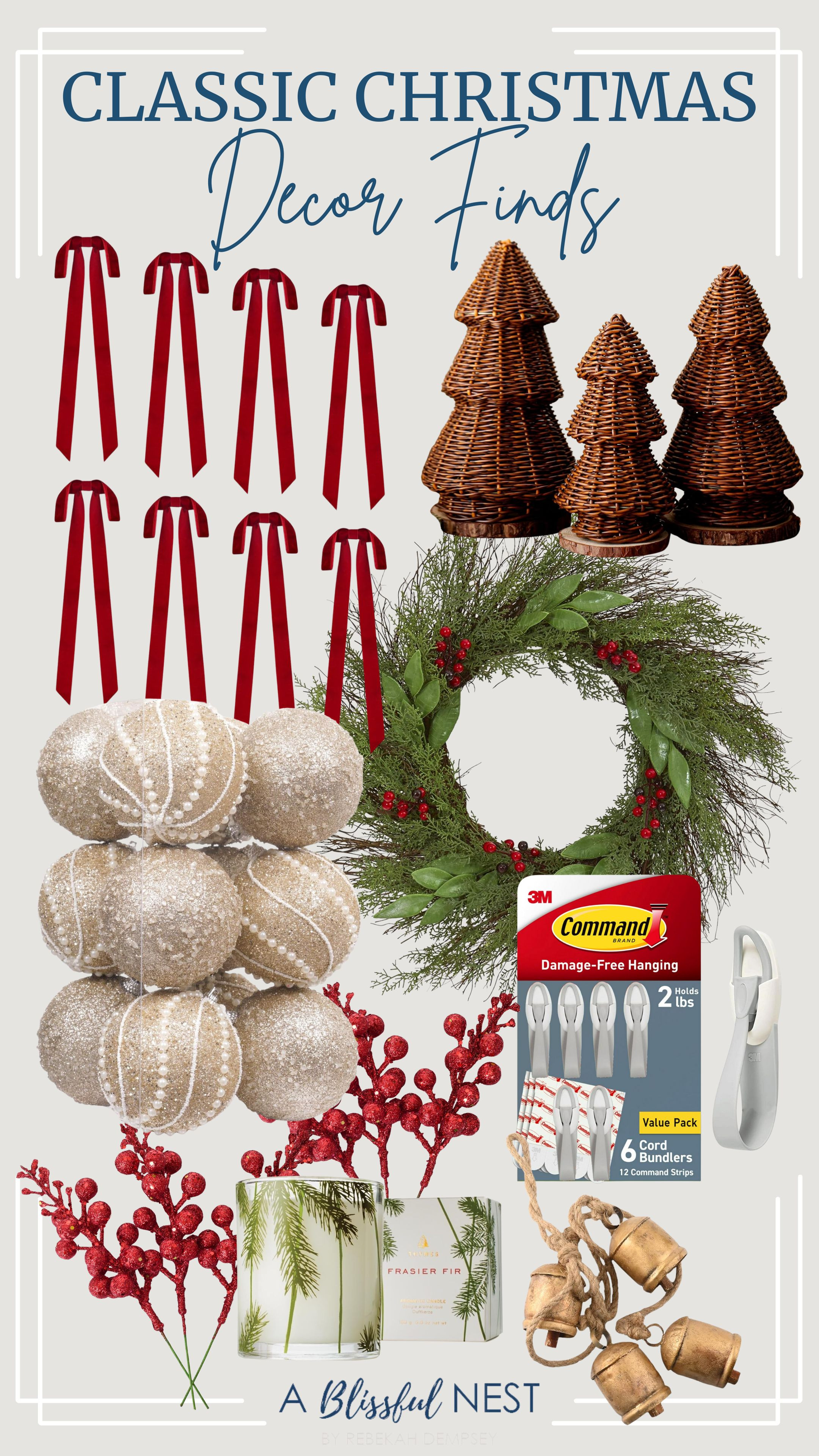 Fresh greens, red accents, and a touch of sparkle. Grab yours and start decorating!
sequin Christmas ball ornaments, Christmas glitter berries stems, woven Christmas cone, holiday scented candles, cedar and ruscus with berries wreath, velvet swag bows, metal bells, hanging cord organizer 

 #LTKHoliday #LTKHome #LTKFindsUnder100