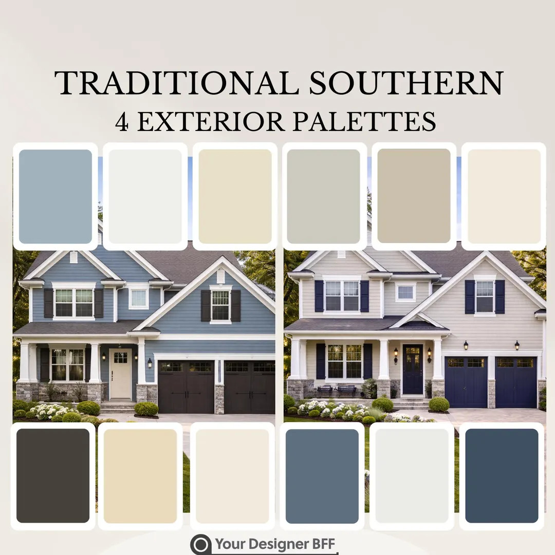 Traditional Southern Exterior Paint Scheme - 4 Different Options, Sherwin-williams Color PDF - Et... | Etsy (US)