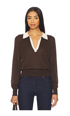 FRAME The Two Tone Polo in Coffee Multi from Revolve.com | Revolve Clothing (Global)