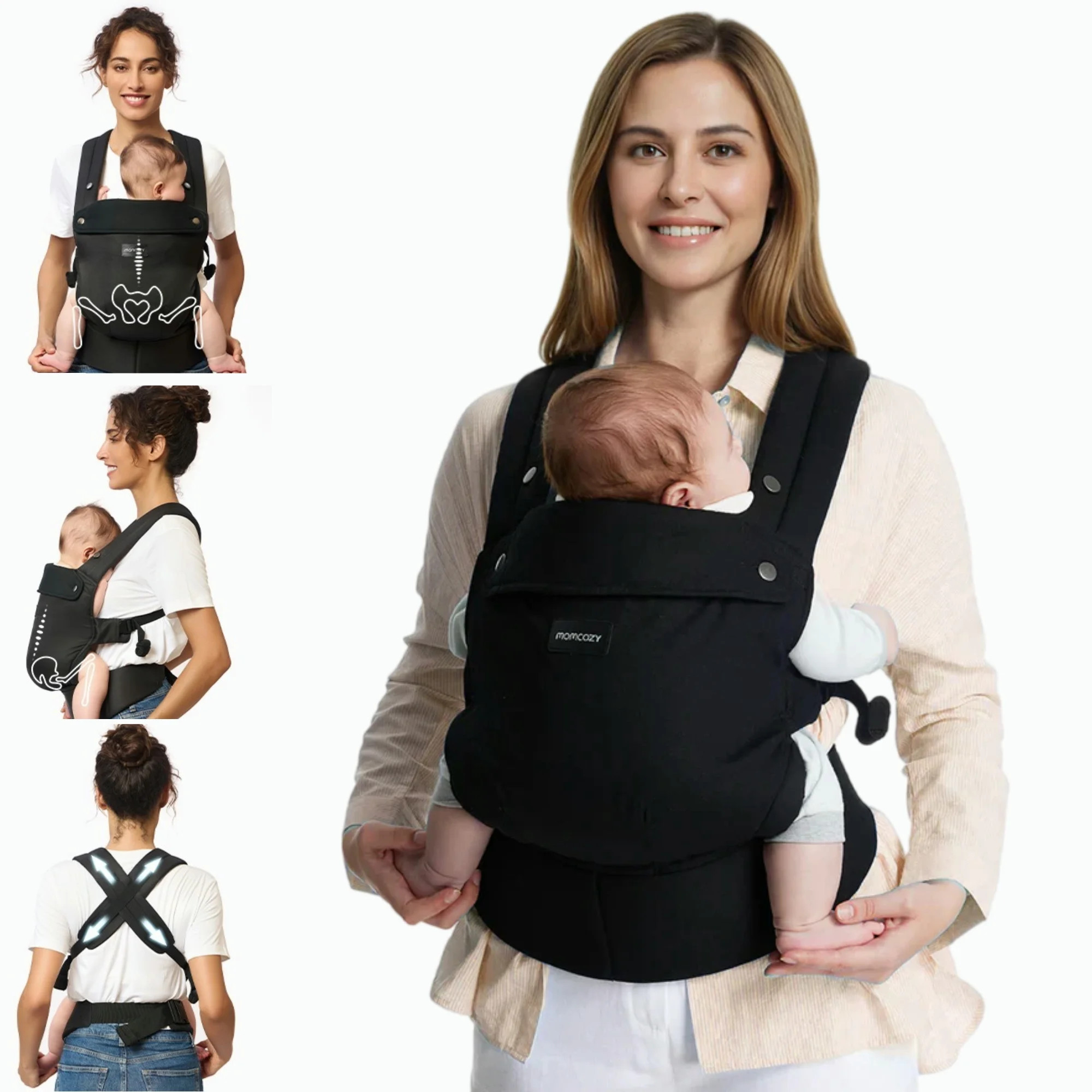 Momcozy Baby Carrier Newborn to Toddler, Ergonomic, Cozy and Lightweight for 7-44lbs, Effortless ... | Walmart (US)