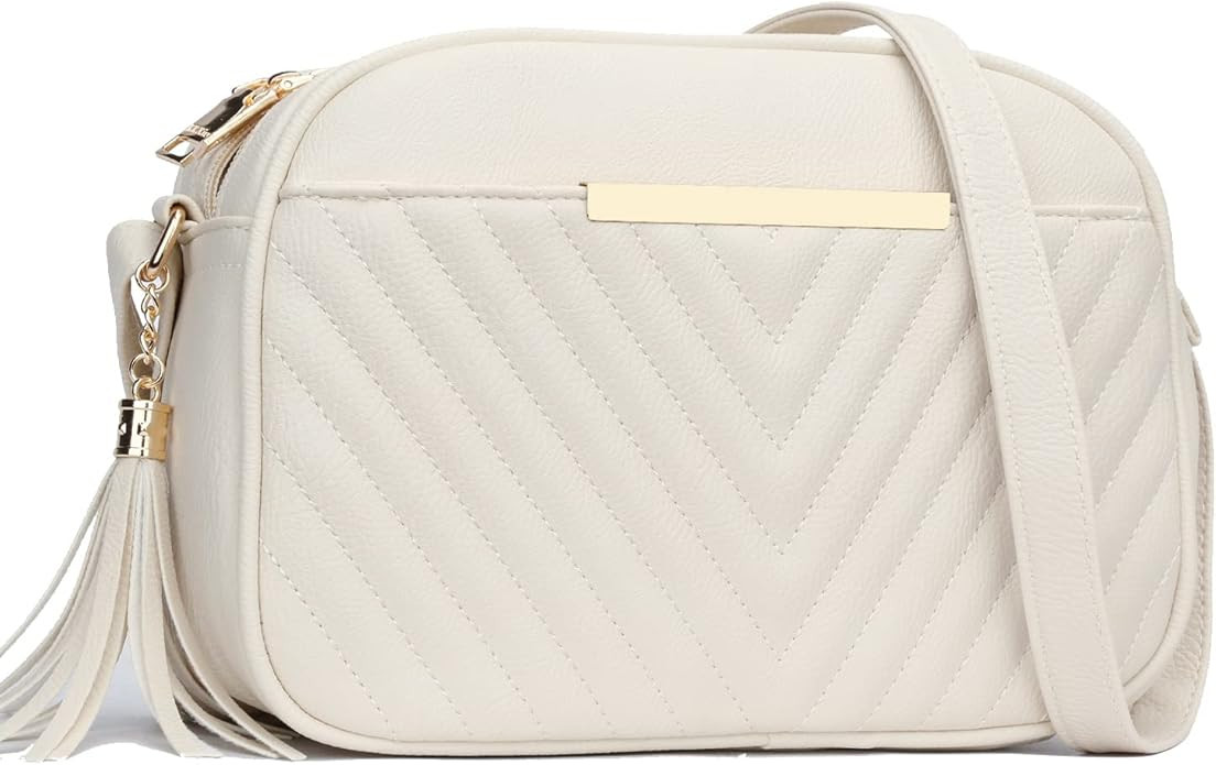 KKXIU Quilted Double Compartment Multiple Pocket Crossbody Bag for Women and Teen Girls Stylish S... | Amazon (US)