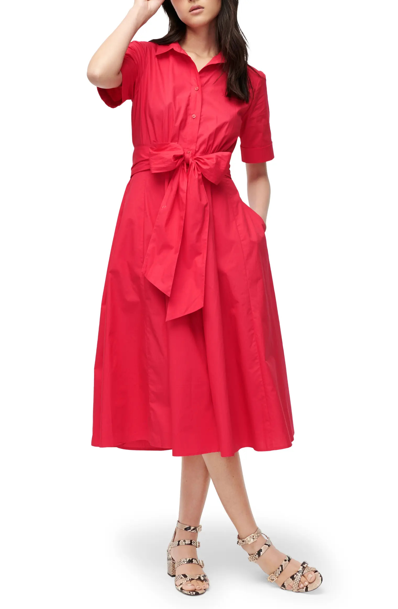 Tie Waist Short Sleeve Shirtdress | Nordstrom