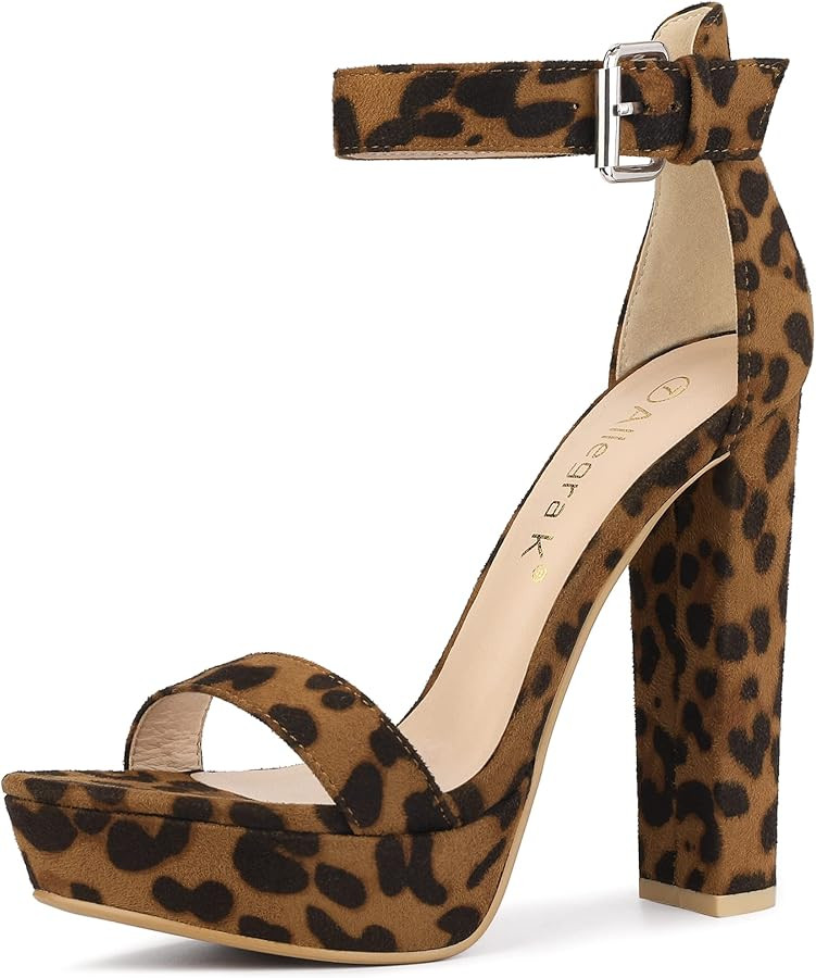 Allegra K Women's Platform High Heel Ankle Strap Chunky Heels Sandals | Amazon (US)