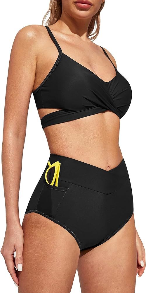 IUGA High Waisted Bikini Sets for Women Wrap Push Up Two Piece Swimsuits Tummy Control Swim Bathi... | Amazon (US)