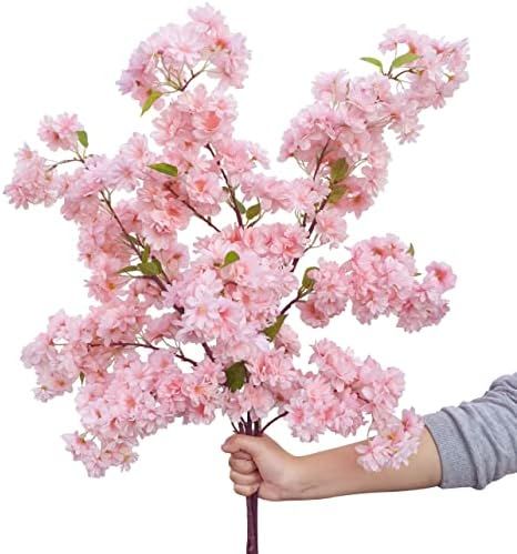 Artificial Cherry Blossom Branches, Faux Cherry Blossom Stem 39" for Tall Vase Arrangements, Silk Ch | Amazon (US)