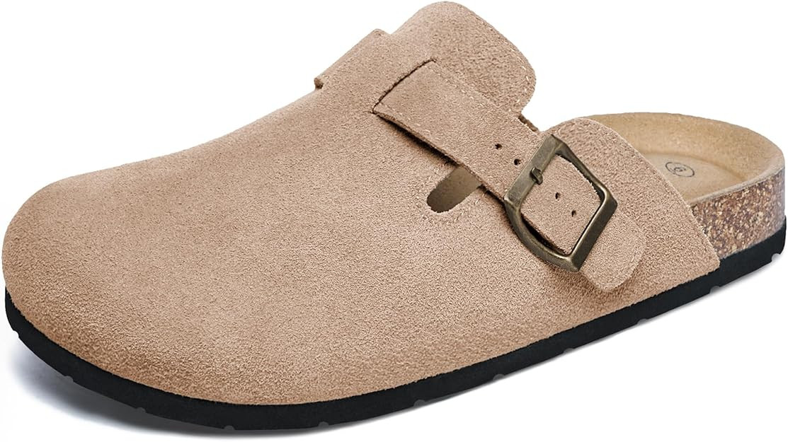 Xiakolaka Women's Suede Clogs Adjustable Buckle Slip on Footbed Home Clog Slippers | Amazon (US)