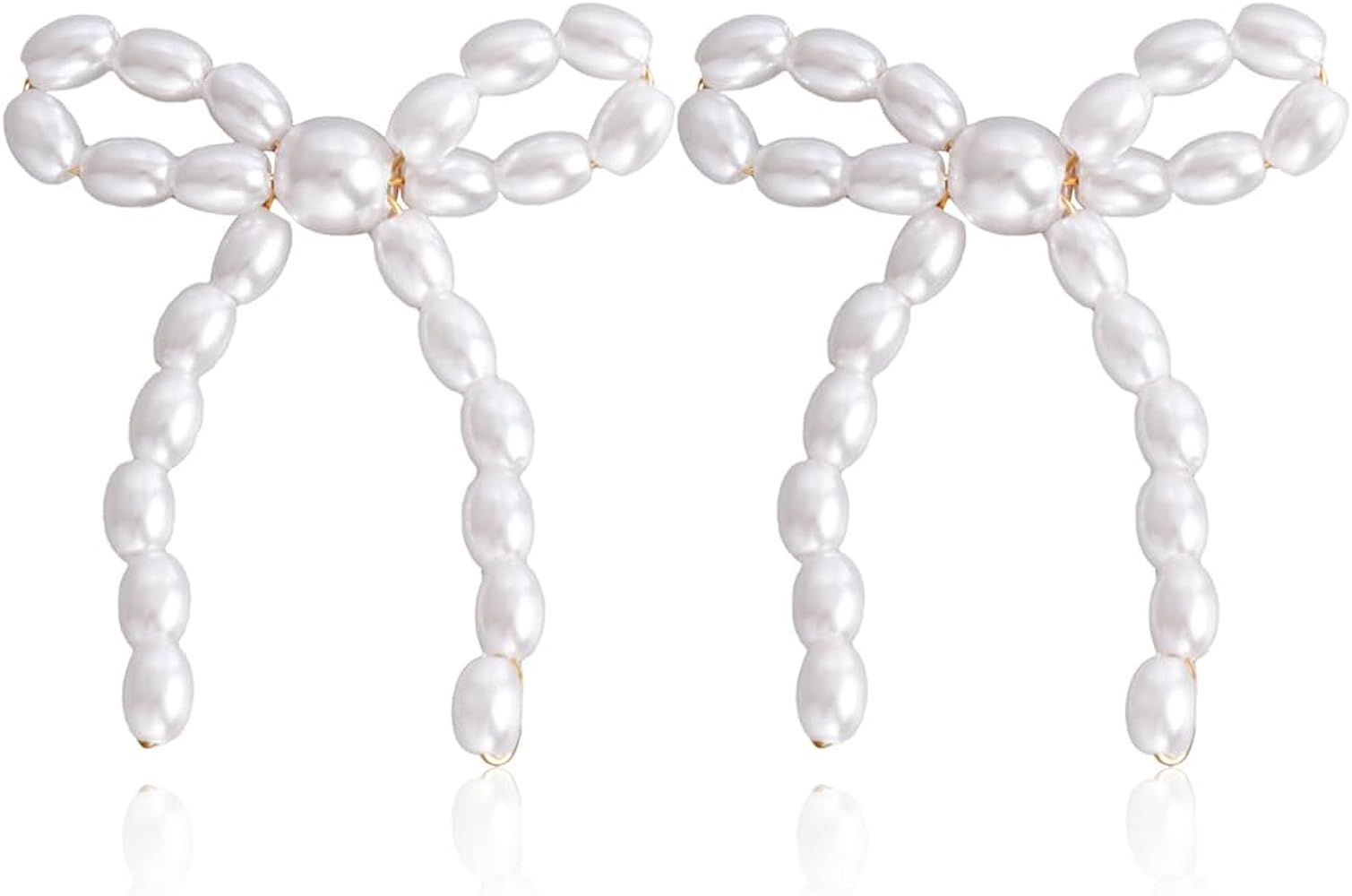 Pearl Bow Earrings for Women Pearl Drop Earrings Bow Knot Dangle Earrings Bow Stud Earrings Gifts | Amazon (US)