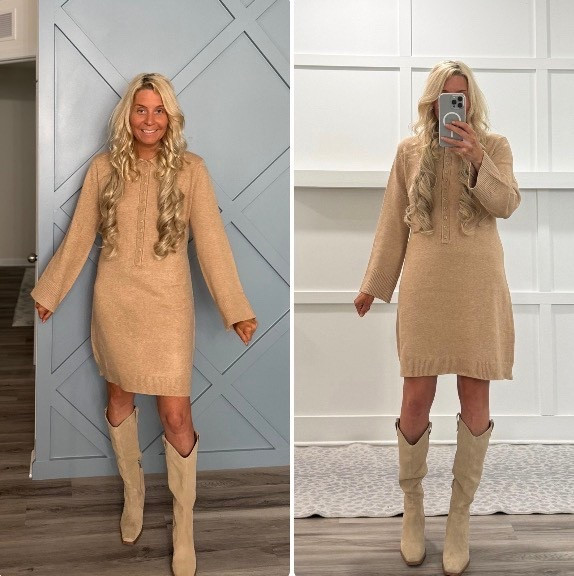 #neutral #dress #boots #beige 

#LTKGiftGuide #LTKdayinmylife #LTKHoliday