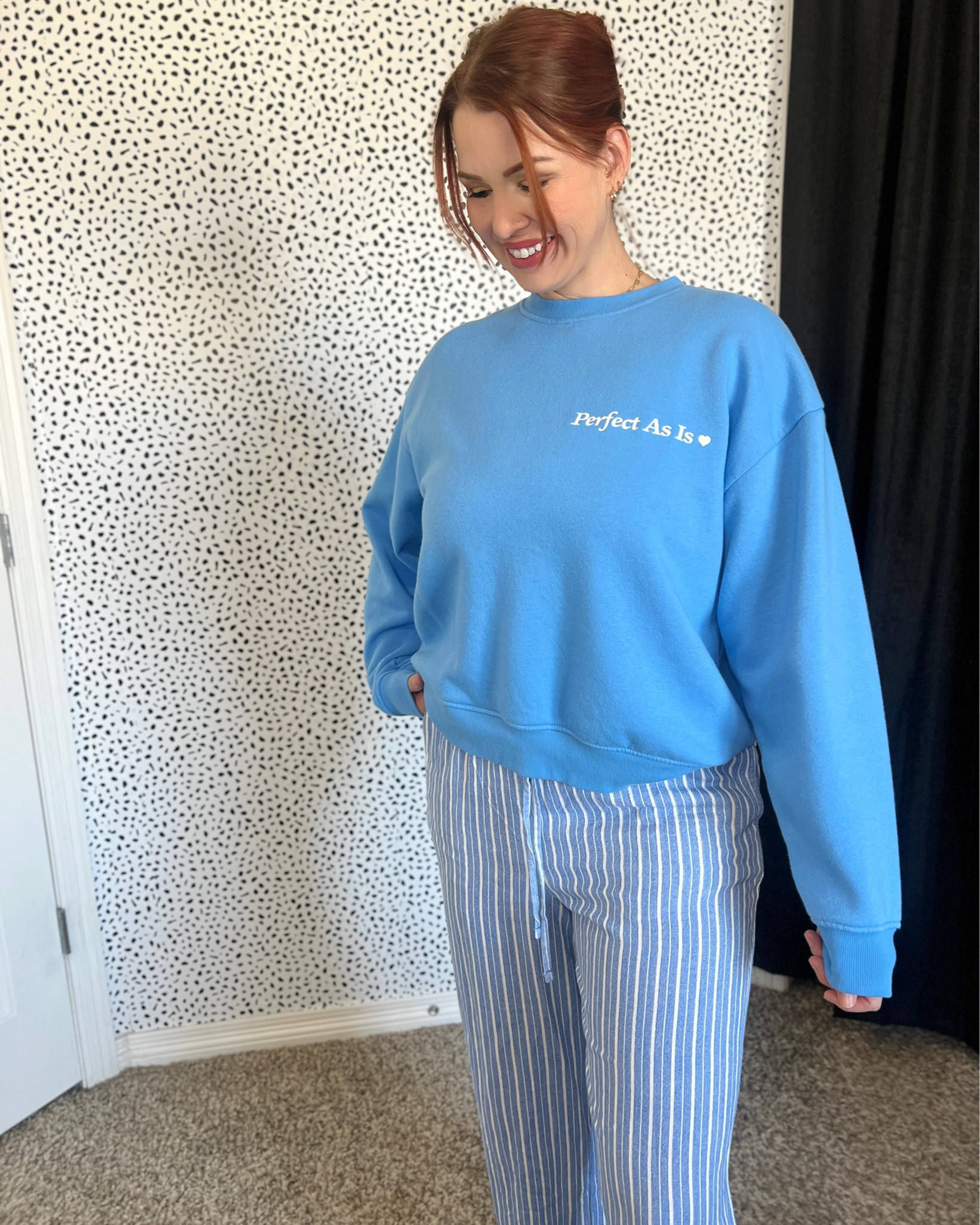 Perfect as is 🌸💛✨ I am wearing a large! RUN and get this sweater from Target! It’s beautiful and love the message 🫶🏼

#LTKMidsize #LTKFindsUnder50 #LTKSeasonal