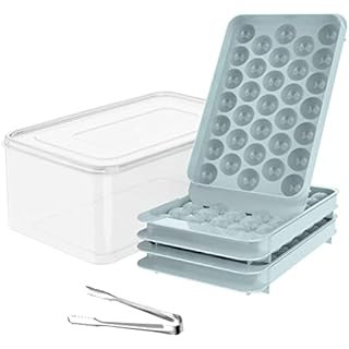 DZHJKIO Round Ice Cube Trays for Freezer with Cover & Bin, 3 Packs 1In Small Circle Ice Ball Make... | Amazon (US)