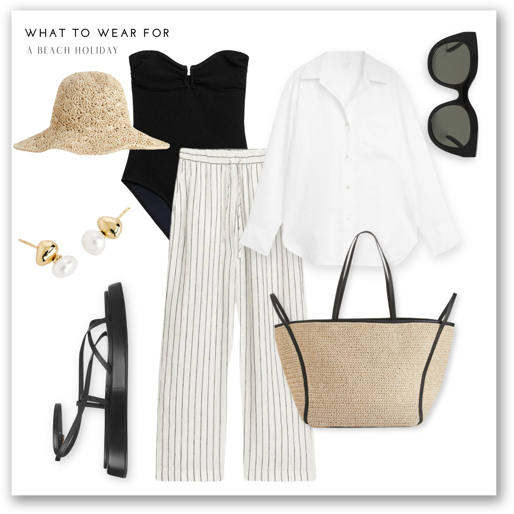 A chic summer beach look 🏝️ 

Arket, linen trousers, shirt, crochet summers hat, tote bag, pearl earrings, swimsuit 

#LTKswim #LTKeurope #LTKSeasonal