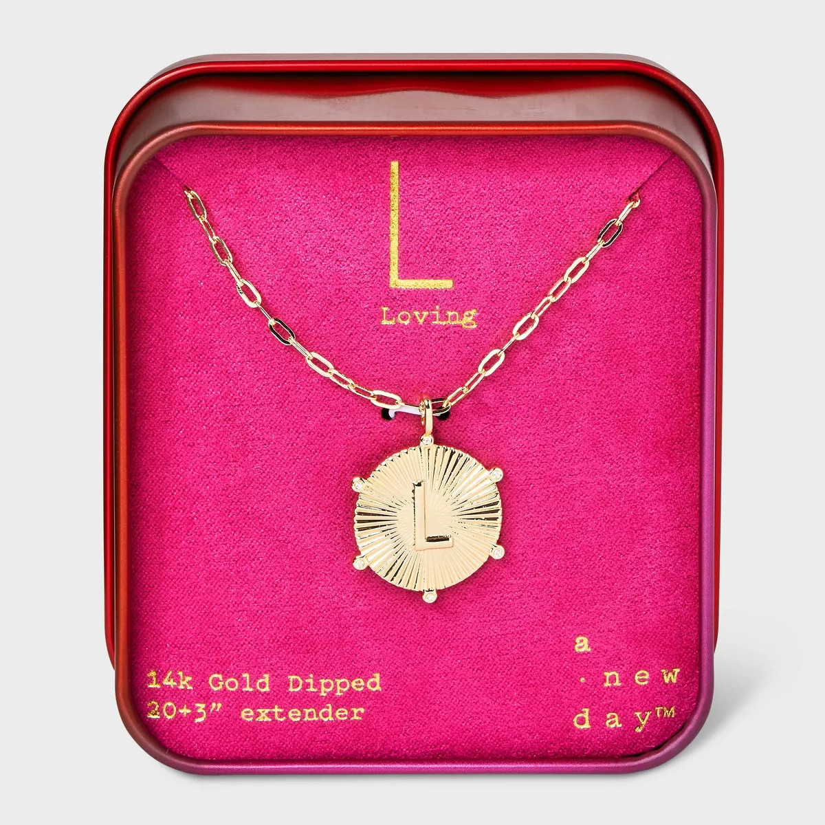 14K Gold Dipped Diamond Ray Disc Initial Pendant Necklace - A New Day™ Gold | Target