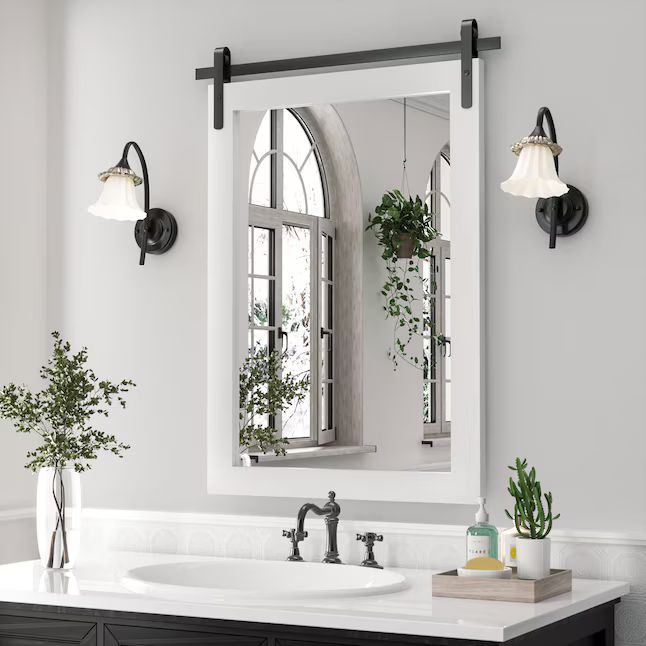 Clavie 22-in W x 30-in H White Framed Wall Mirror | Lowe's