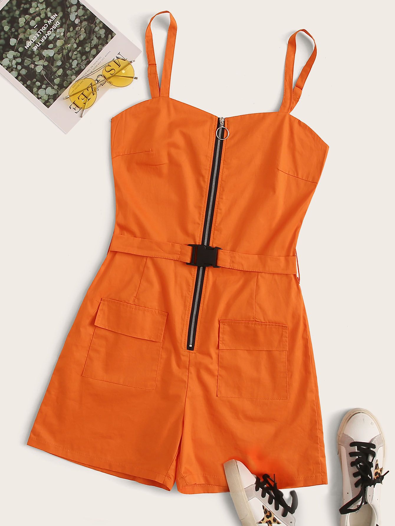 Zip Up Belted Cargo Cami Romper
   
    SKU: swjumpsui01190830438
         
        144 Reviews
 ... | ROMWE