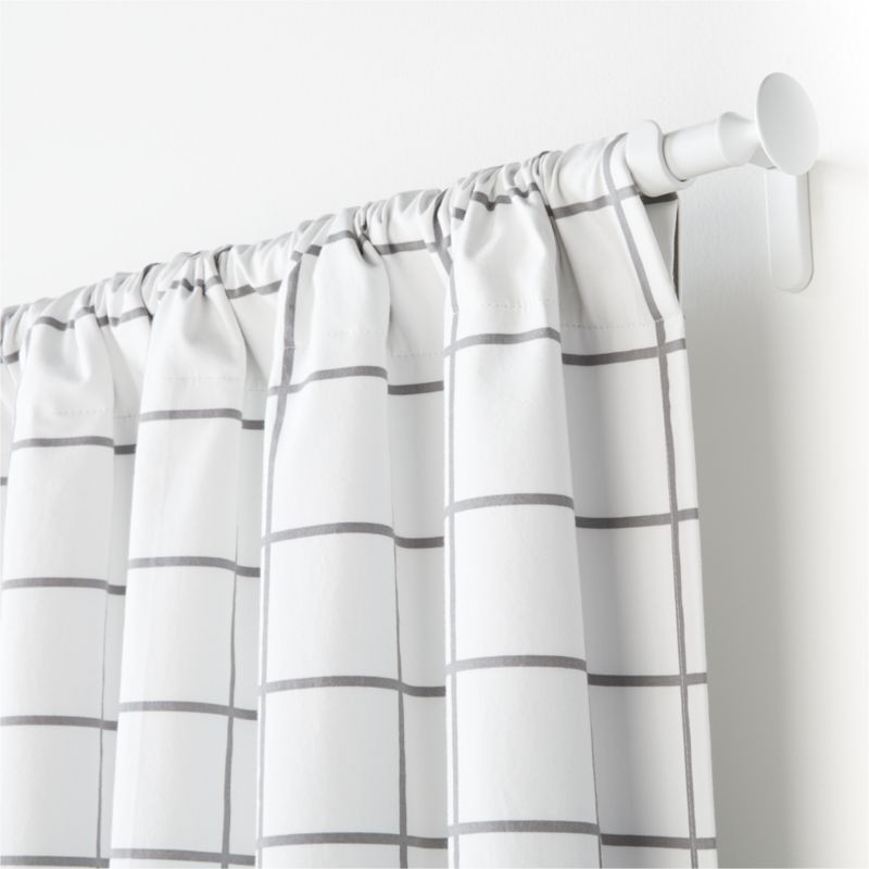 Grey Grid Cotton Blackout Kids Window Curtain Panel 44"x96" + Reviews | Crate & Kids | Crate & Barrel