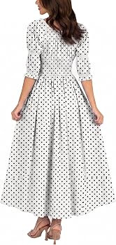 Women's Summer Puff Sleeve Maxi Dress Scoop Neck Smocked Tie Ruffle A Line Long Flowy Beach Dress... | Amazon (US)