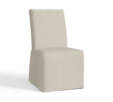 PB Comfort Dining Square Arm Long Side Chair Slipcover, Linen Blend Oatmeal | Pottery Barn (US)