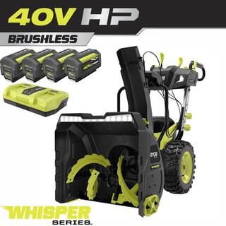 RYOBI 40V HP Brushless Whisper Series 24" 2-Stage Cordless Electric Self-Propelled Snow Blower - ... | The Home Depot