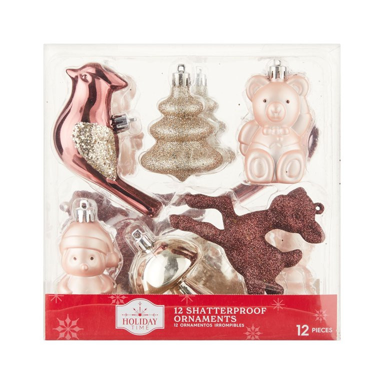 Blush & Champagne Winter Icon Shatterproof Christmas Ornaments, 0.02 lb, 12 Count, by Holiday Tim... | Walmart (US)