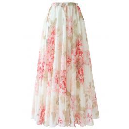 Brilliant Floral Watercolor Maxi Skirt | Chicwish