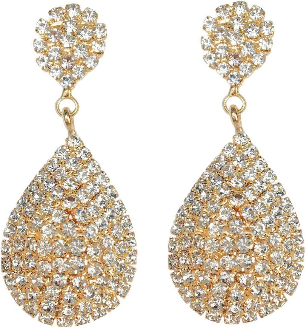 1920s Earrings Great Gatsby Earrings Art Deco Earrings Clip On and Pierced Rhinestone Crystals Te... | Amazon (US)