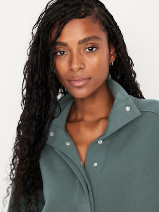 Bounce Fleece Oversized Snap-Front Tunic | Old Navy (US)