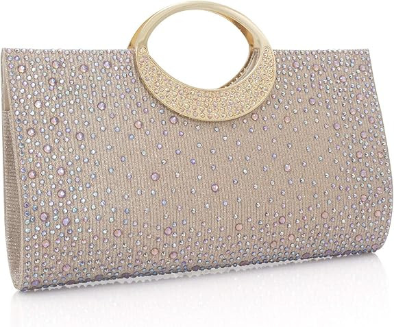 Dexmay Shiny Evening Bag with Crystal Handle for Wedding Party Elegant Crystal Rhinestone Clutch ... | Amazon (US)