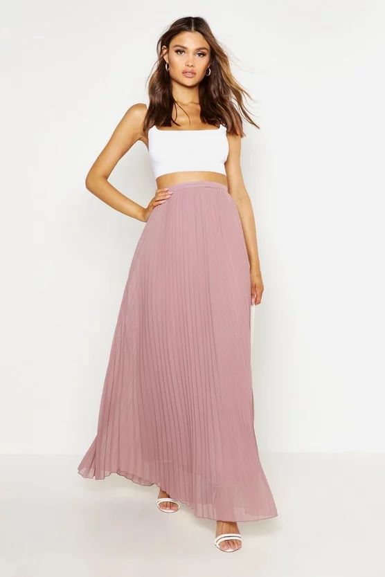 Chiffon Pleated Maxi Skirt | Boohoo.com (US & CA)