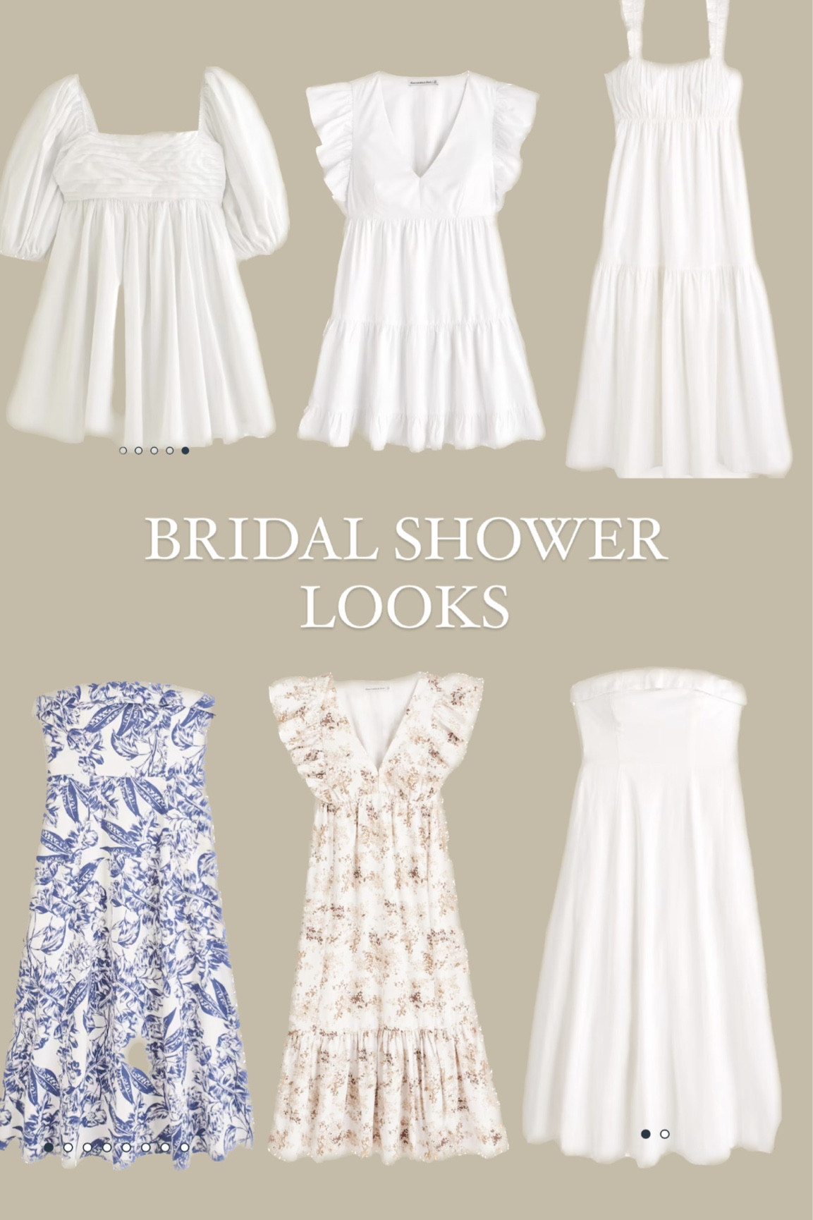 Bridal shower looks all from Abercrombie! Up to XXL. 
Plus size bridal outfit inspo, plus size bridal shower outfit ideas, bridal outfit ideas, curvy bride outfits, bridal wardrobe  
