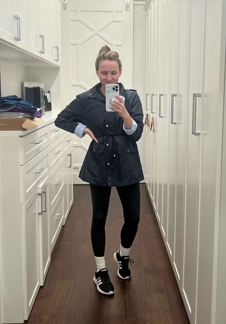 Rainy day outfit! 

Rain jacket is from Amazon and on sale! Fleece lined leggings and gym shark tall socks! Sneakers are old.

#LTKunder50 #LTKFind #LTKsalealert
