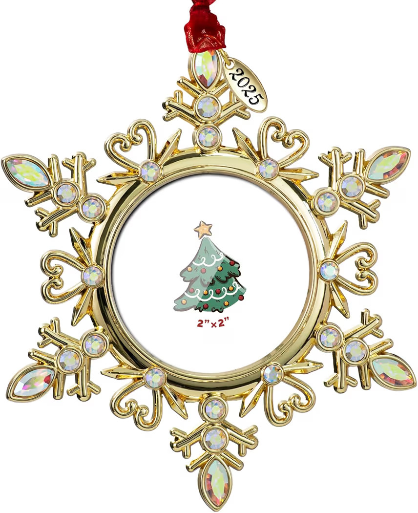 Christmas Tree Hanging Ornaments 2 inch Picture Frame Snowflake Photo Pendant Decoration (1 Piece... | Amazon (US)