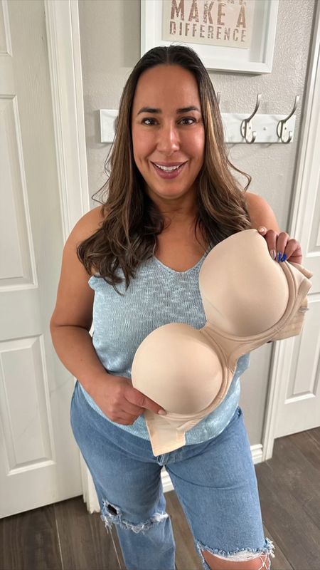 My favorite strapless bra!! I wear it everyday because I don’t like the straps pulling on the knots in my shoulders. It even stays up for dancing and concerts!
#amazonfinds  #favoritestraplessbra #midsizefashion

#LTKstyletip #LTKSeasonal #LTKVideo