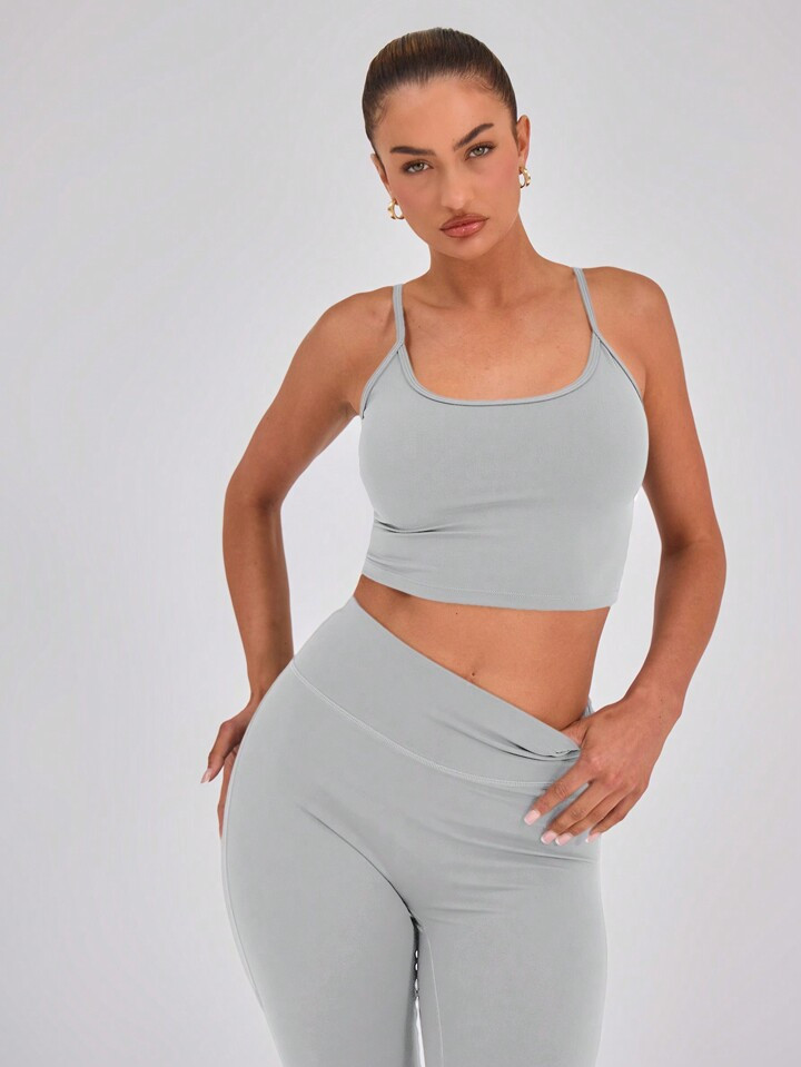 Musera Sport Slinky Spaghetti Strap Activewear Crop Cami Top Only | SHEIN