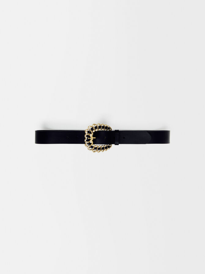 Black leather belt | Maje US