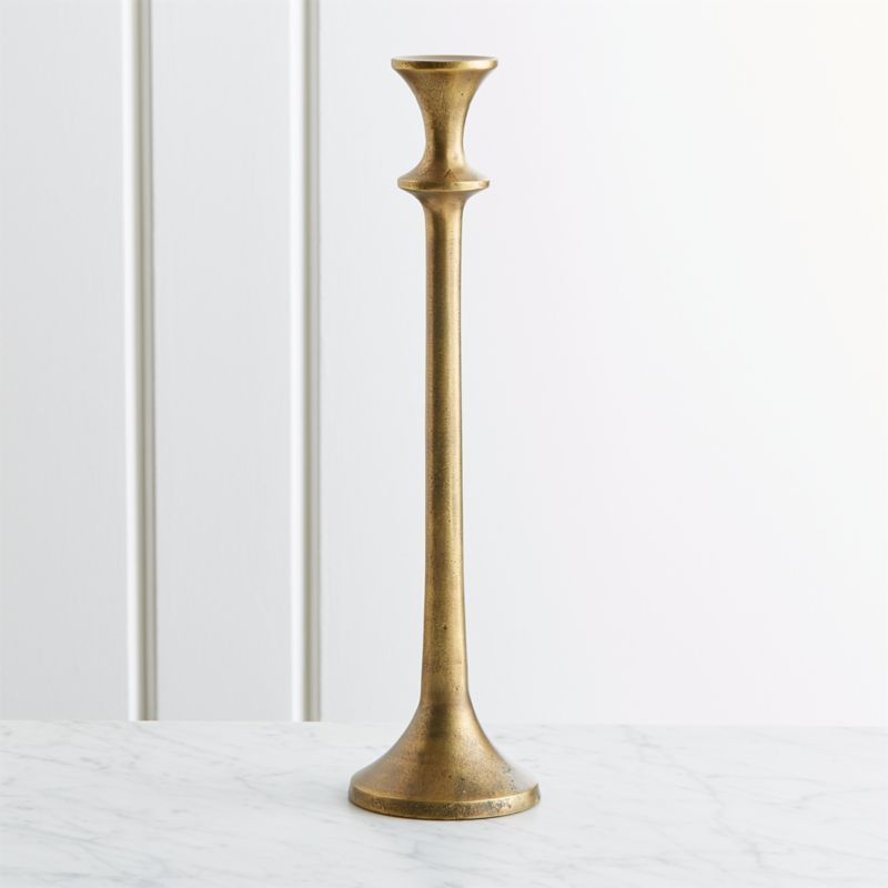 Emmett Antique Brass Taper Candle Holder 14.5" | Crate & Barrel