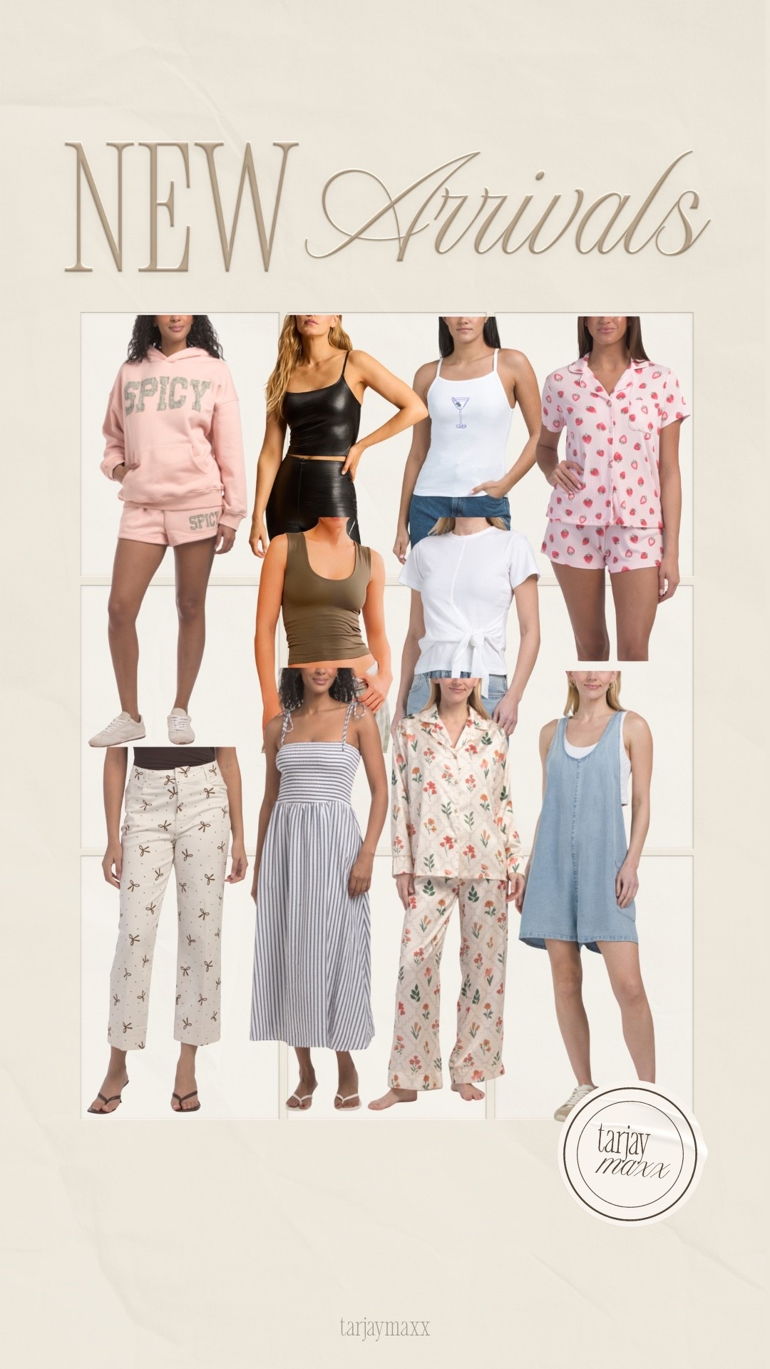 Fresh new arrivals are here and the selection is better than ever. This drop features a perfect mix of cozy loungewear and elevated basics to refresh your wardrobe. From the playful pink spicy set and the darling strawberry print pajamas to the chic faux leather cami and the trendy bow-detailed trousers, there is something for every mood. You can also find effortless staples like the striped midi dress, a classic white tie-front tee, and a versatile denim romper that are perfect for your next outing! date night outfits, bedroom refresh, bella stretch wide leg jeans, patterned tights, women's effortless pull-on pants - a new day, cabbage, super bowl hosting, pegasus premium running shoe, valentines outfit women, vacation outfits beach, new arrivals, womens fashion, spring style, summer outfits, loungewear, pajama sets, aesthetic clothing, strawberry print, bow trend, coquette aesthetic, striped midi dress, denim romper, graphic hoodie, faux leather top, tie front tee, casual style, boutique finds, wardrobe essentials, preppy style, cute pajamas, everyday fashion, trendy clothes, free people

#LTKdayinmylife #LTKgrwm #LTKValentine
