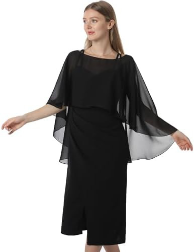Capelets for women Chiffon Cape Shawls and Wraps for Evening Dress Wedding Capes Cover Up | Amazon (US)