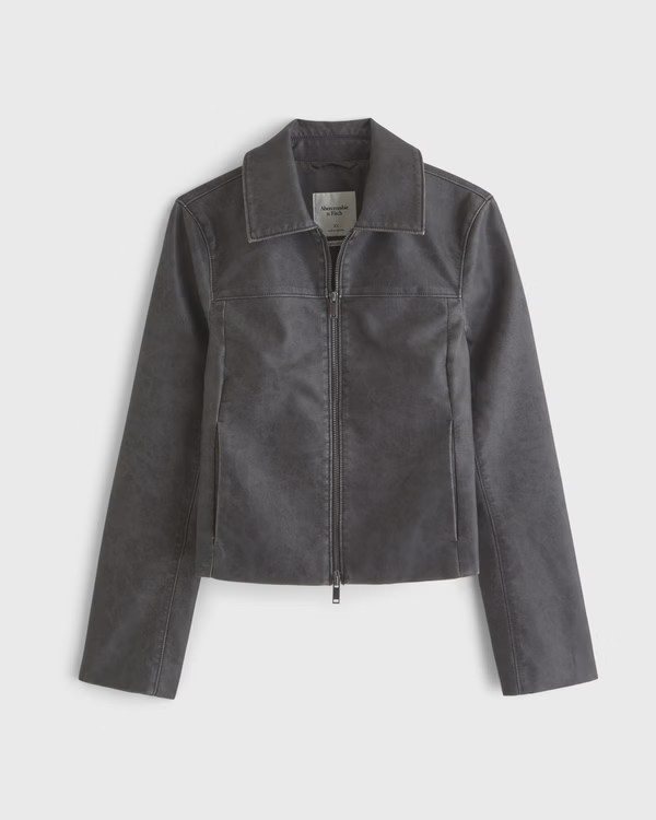 Slim Zip Vegan Suede Jacket | Abercrombie & Fitch (US)