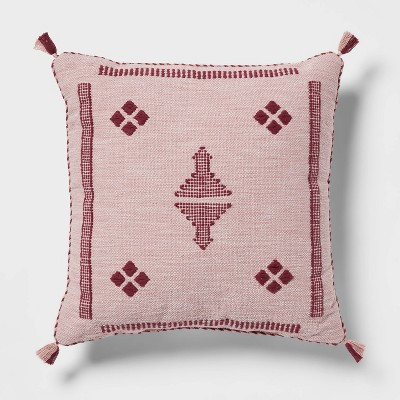 Cactus Silk Woven Square Diamond Dec Pillow Mauve - Threshold™: Indoor Cotton Fabric, Polyester... | Target