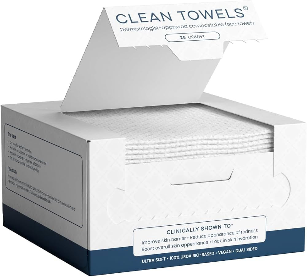 Clean Skin Club Clean Towels®, 100% USDA Biobased Face Towel, Disposable Face Towelette, Eczema ... | Amazon (US)