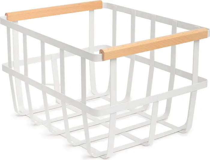 White Iron & Wood Storage Basket | Nordstrom Rack