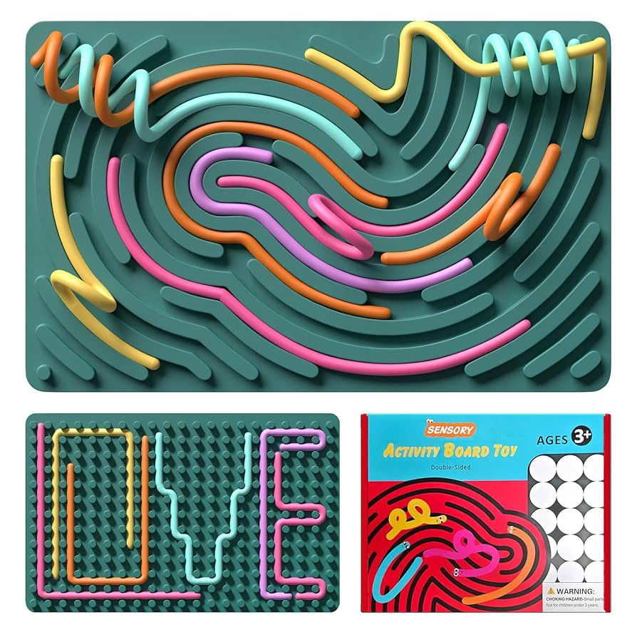 Sensory Fidget Toys for Kids,Silicone Sensory Activity Board for Stress,Anxiety,ADHD & Autism,Sof... | Amazon (US)