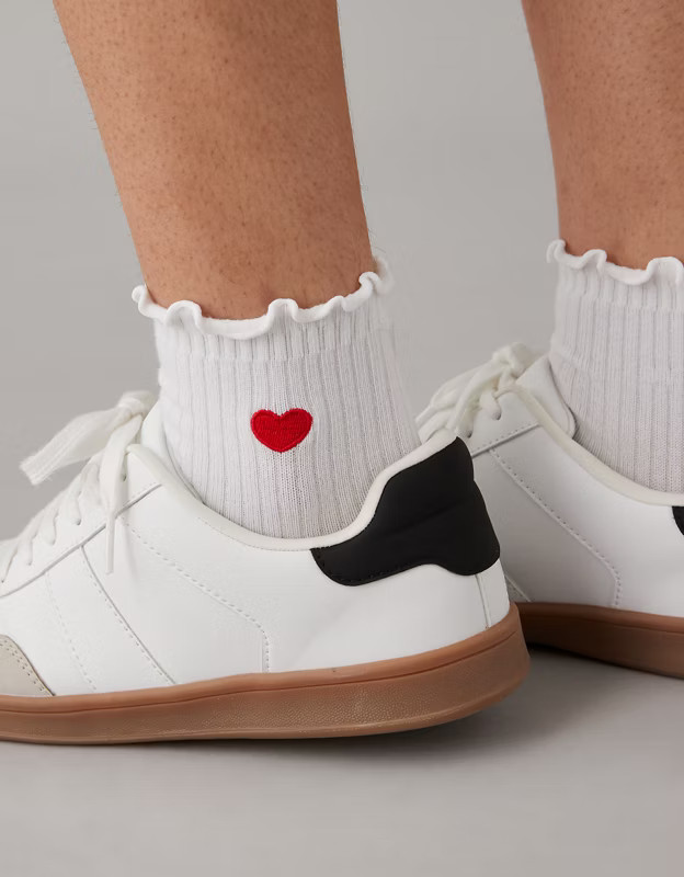AE Heart Ruffle Sock 2-Pack | American Eagle Outfitters (US & CA)