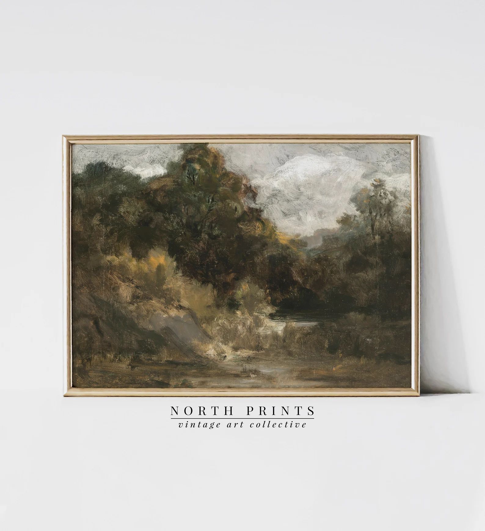 Printable Moody Country Landscape Painting  Vintage Wall Art - Etsy | Etsy (US)
