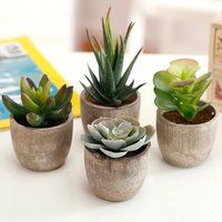 Set Of 4 Mini Artificial Succulent Plants With Pots, Fake Plant Or Faux For Home Office | Etsy (US)