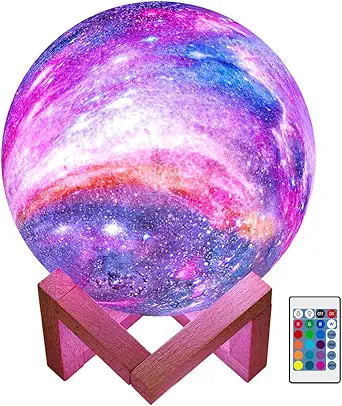 BRIGHTWORLD Moon Lamp Galaxy Lamp 5.9 inch 16 Colors LED 3D Moon Light, Remote & Touch Control Mo... | Amazon (US)