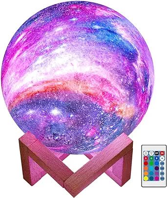 BRIGHTWORLD Moon Lamp Galaxy Lamp 5.9 inch 16 Colors LED 3D Moon Light, Remote & Touch Control Mo... | Amazon (US)