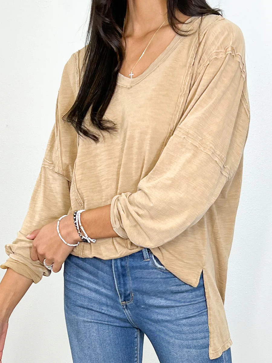 Anthem Mineral Wash Top | Taupe | +Plus Available | Talulah