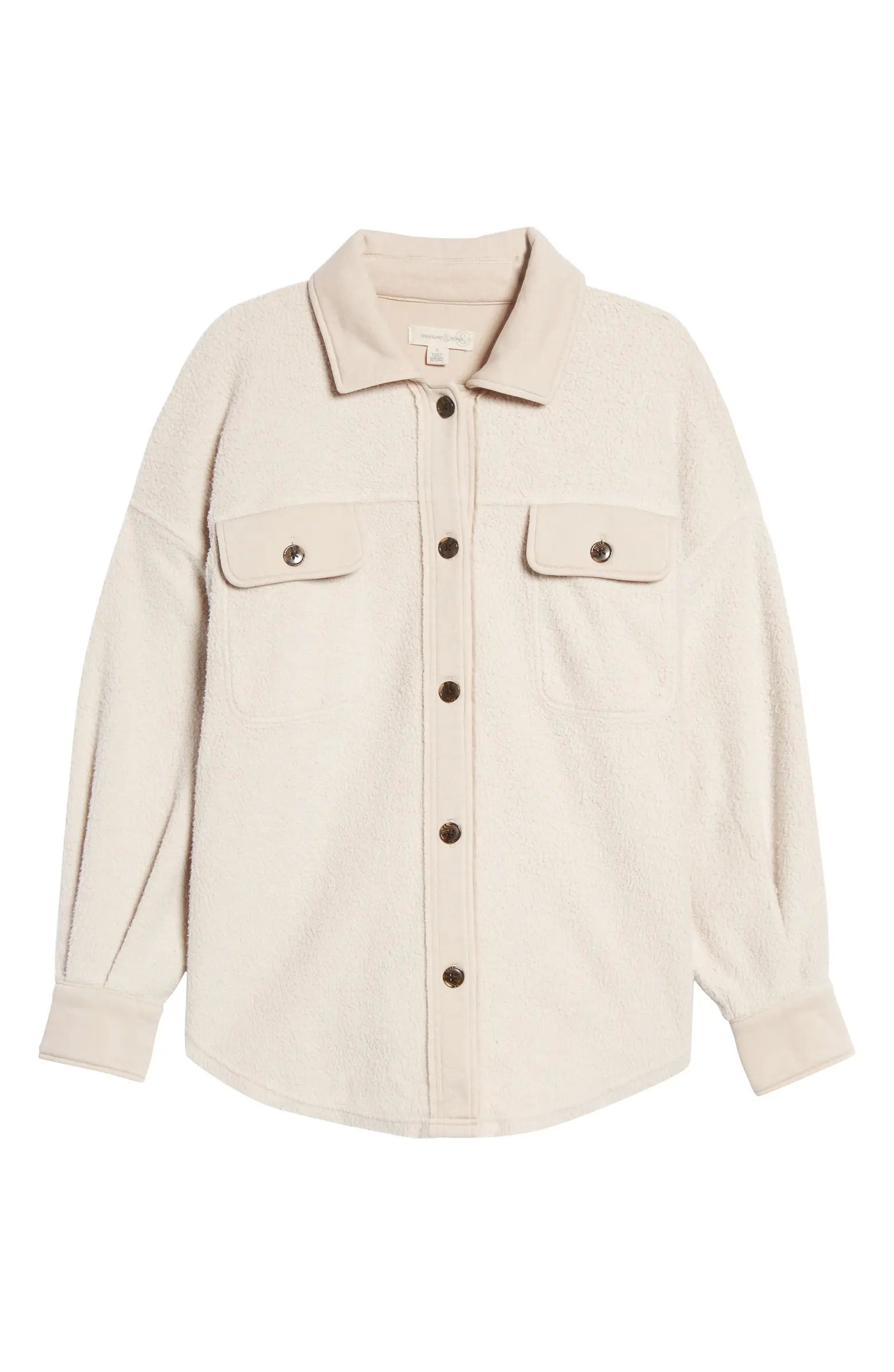 Mixed Media Seam Cotton Blend Shirt Jacket | Nordstrom