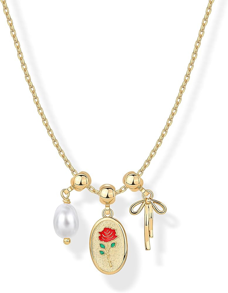 PAVOI 14K Gold Plated Dainty Necklace with Charms Set - Hypoallergenic Adjustable Chain Gold Char... | Amazon (US)
